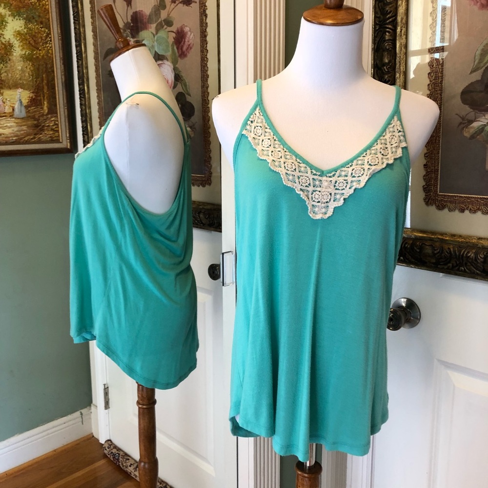 Teal beautiful flowing blouse